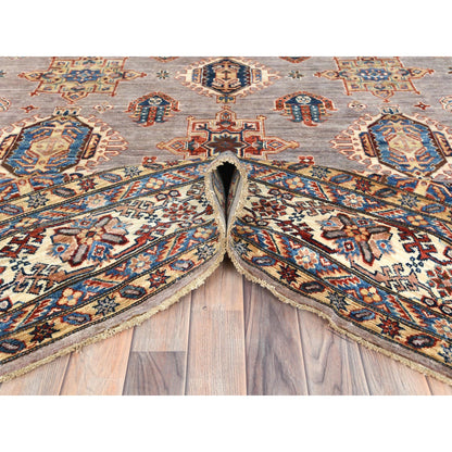 Kazak Wool Hand Knotted Rug Pink Ivory 9.5X9.9 -O082319