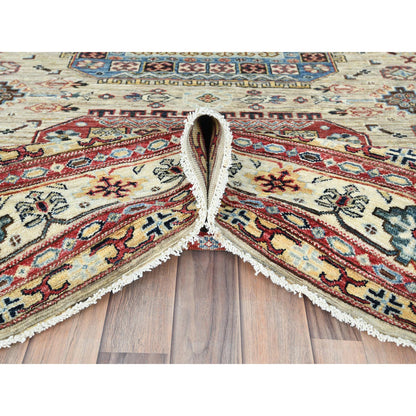 Kazak Wool Hand Knotted Rug Beige Ivory 8.0X9.6 -O082323