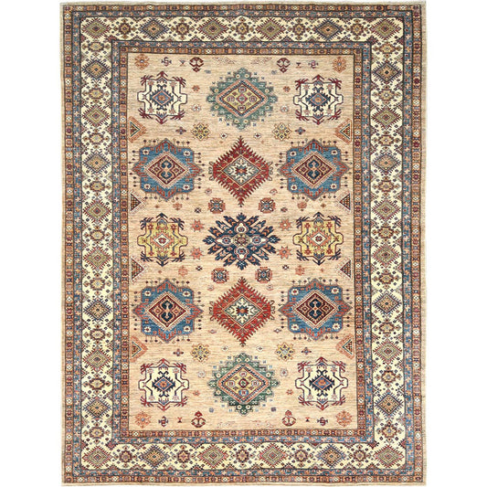 Kazak Wool Hand Knotted Rug Brown Ivory 9.0X12.0 -O082326