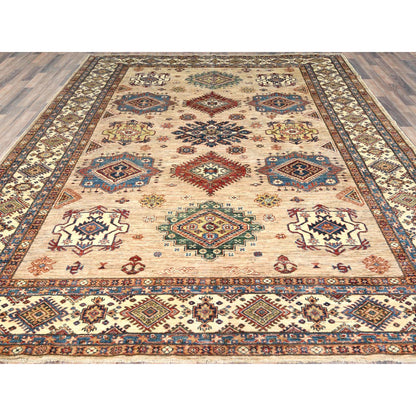 Kazak Wool Hand Knotted Rug Brown Ivory 9.0X12.0 -O082326