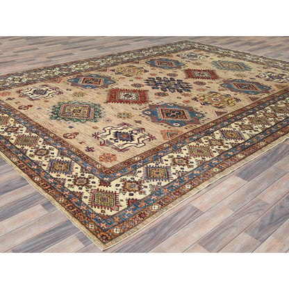 Kazak Wool Hand Knotted Rug Brown Ivory 9.0X12.0 -O082326