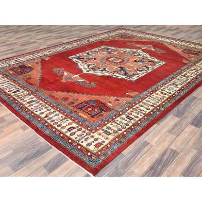 Heriz Wool Hand Knotted Rug Red Ivory 9.0X12.0 -O082335