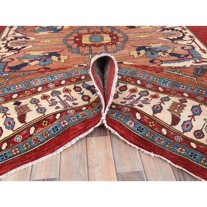 Heriz Wool Hand Knotted Rug Red Ivory 9.0X12.0 -O082335