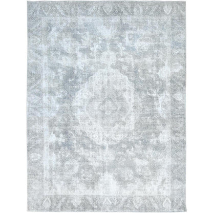 Overdyed & Vintage Wool Hand Knotted Rug Grey Gray 8.10X11.11 -O082339
