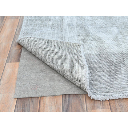 Overdyed & Vintage Wool Hand Knotted Rug Grey Gray 8.10X11.11 -O082339