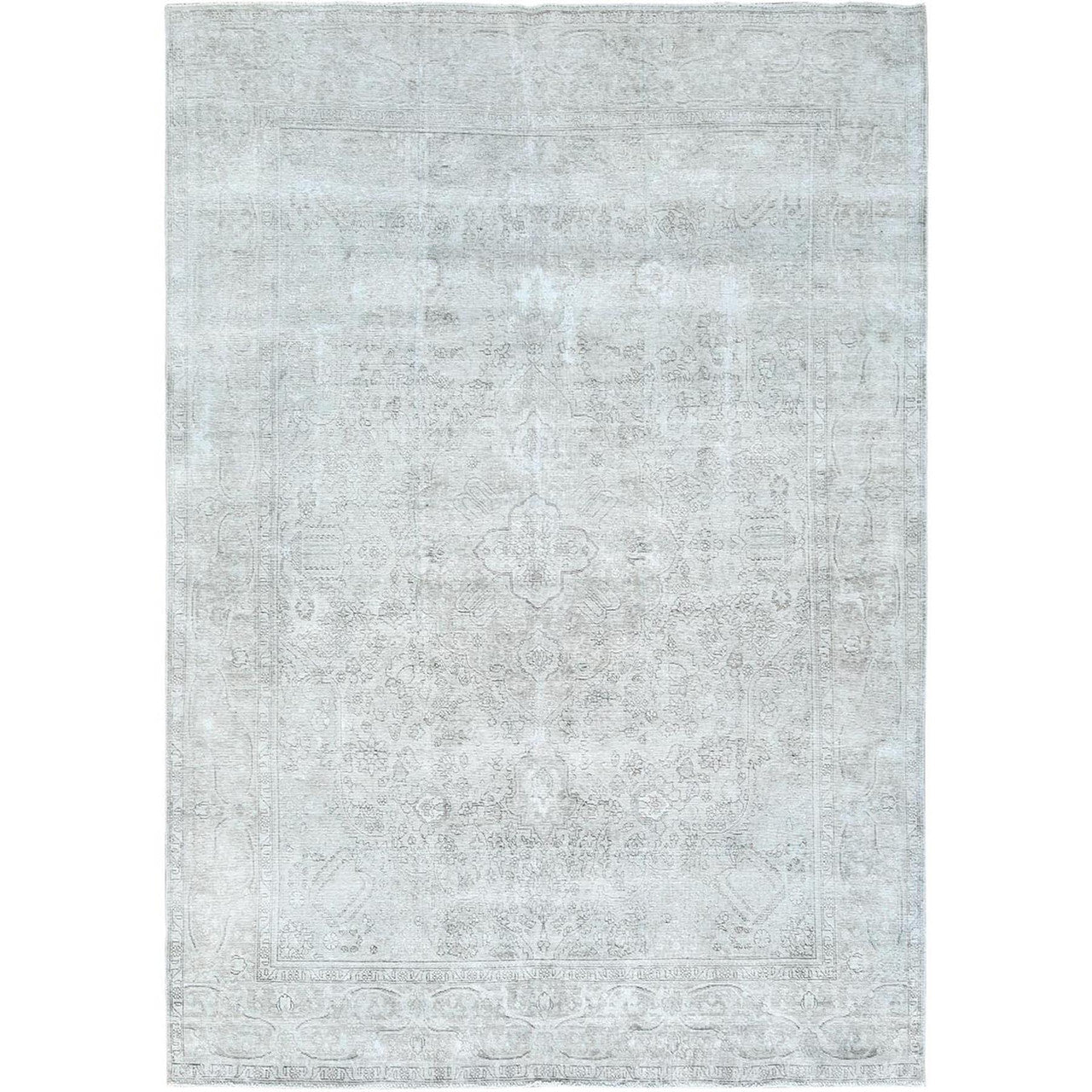 Gray 9'4" x 12'3" Overdyed & Vintage Hand knotted Wool Rug - Sku: O082340