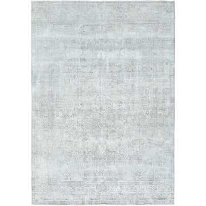 Overdyed & Vintage Wool Hand Knotted Rug Grey No Border 9.4X12.3 -O082340