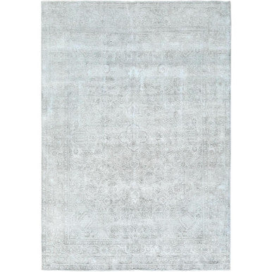Overdyed & Vintage Wool Hand Knotted Rug Grey No Border 9.4X12.3 -O082340