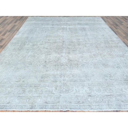 Overdyed & Vintage Wool Hand Knotted Rug Grey No Border 9.4X12.3 -O082340