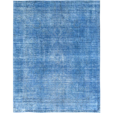 Overdyed & Vintage Wool Hand Knotted Rug Blue No Border 9.7X12.2 -O082346