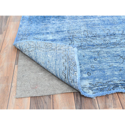 Overdyed & Vintage Wool Hand Knotted Rug Blue No Border 9.7X12.2 -O082346