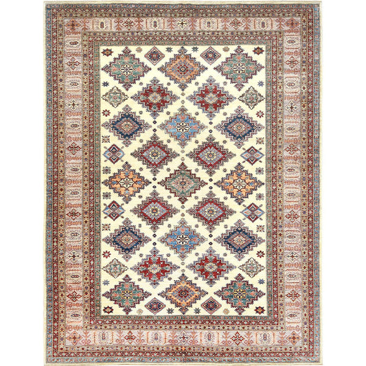 Kazak Wool Hand Knotted Rug Ivory Beige 9.3X12.0 -O082380