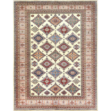 Kazak Wool Hand Knotted Rug Ivory Beige 9.3X12.0 -O082380