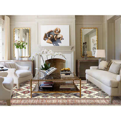 Kazak Wool Hand Knotted Rug Ivory Beige 9.3X12.0 -O082380