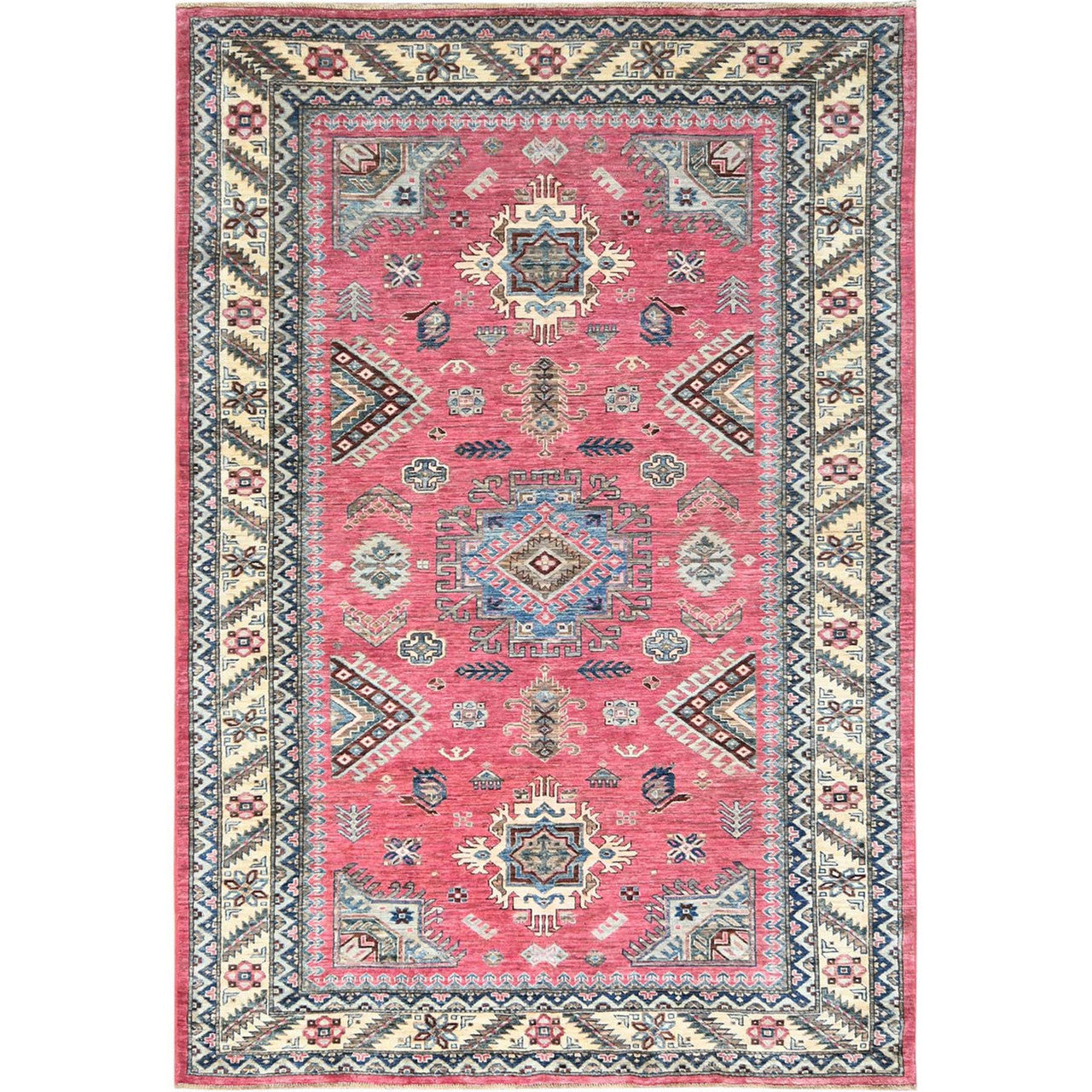 Pink 6'0" x 8'9" Kazak Hand knotted Wool Rug - Sku: O082390