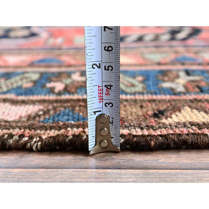 Overdyed & Vintage Wool Hand Knotted Rug Red 3.11x9.11 -O0823
