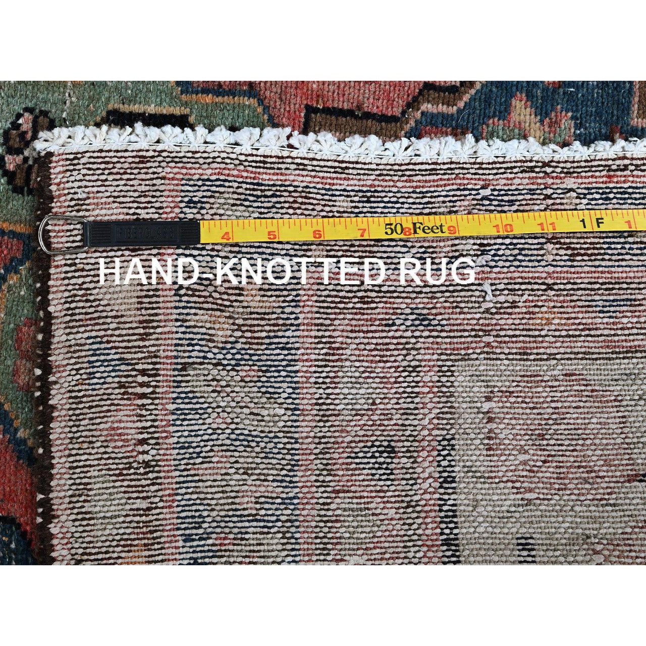 Overdyed & Vintage Wool Hand Knotted Rug Red 3.11x9.11 -O0823