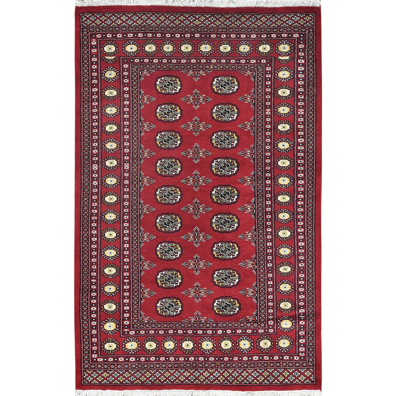 Tribal & Geometric Wool Hand Knotted Rug Red Rich Red 4.2X6.6 -O082415
