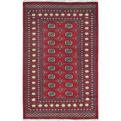 Tribal & Geometric Wool Hand Knotted Rug Red Rich Red 4.2X6.6 -O082415
