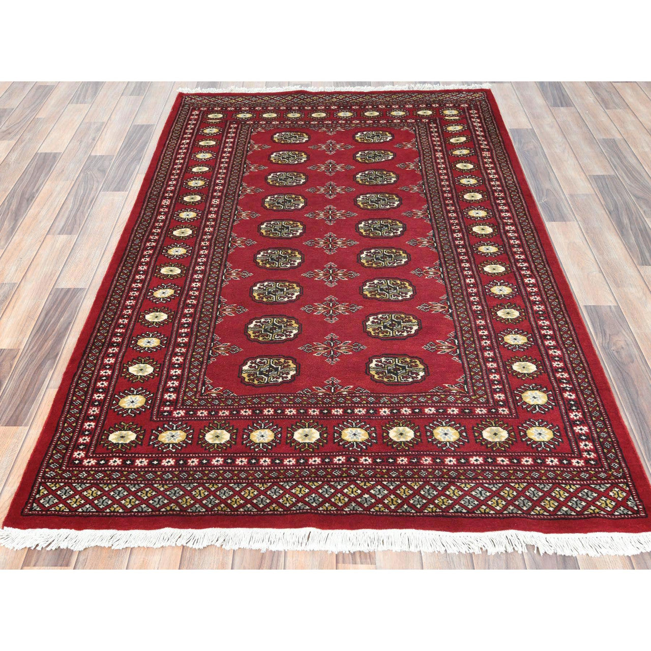 Tribal & Geometric Wool Hand Knotted Rug Red Rich Red 4.2X6.6 -O082415