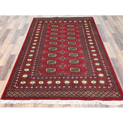 Tribal & Geometric Wool Hand Knotted Rug Red Rich Red 4.2X6.6 -O082415