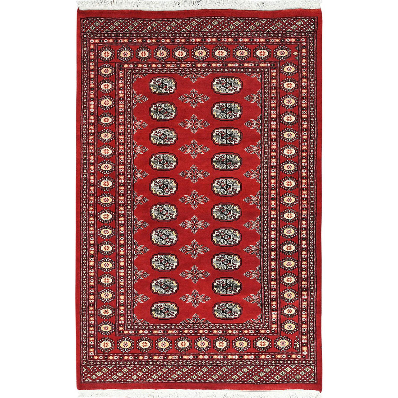Tribal & Geometric Wool Hand Knotted Rug Red Red 4.0X6.3 -O082418