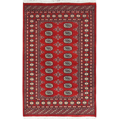 Tribal & Geometric Wool Hand Knotted Rug Red Red 4.0X6.3 -O082418