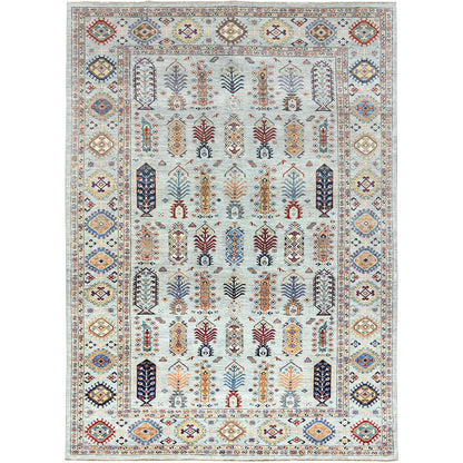 Kazak Wool Hand Knotted Rug Blue Silver Blue 10.0X14.0 -O082436