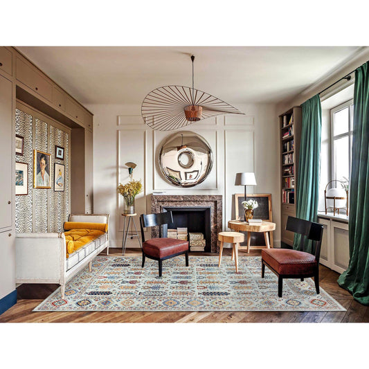 Kazak Wool Hand Knotted Rug Blue Silver Blue 10.0X14.0 -O082436