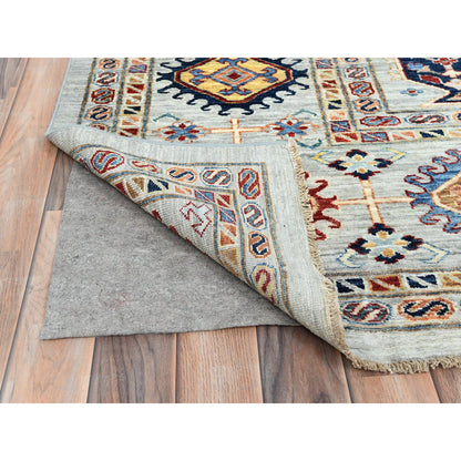 Kazak Wool Hand Knotted Rug Blue Silver Blue 10.0X14.0 -O082436