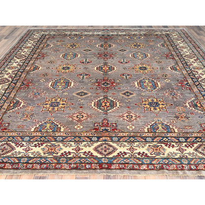 Kazak Wool Hand Knotted Rug Grey Ivory 9.7X9.9 -O082437