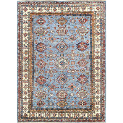 Kazak Wool Hand Knotted Rug Blue Ivory 8.8X12.2 -O082443