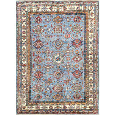 Kazak Wool Hand Knotted Rug Blue Ivory 8.8X12.2 -O082443