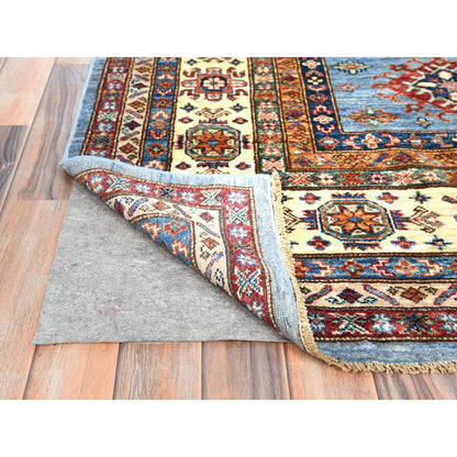 Kazak Wool Hand Knotted Rug Blue Ivory 8.8X12.2 -O082443
