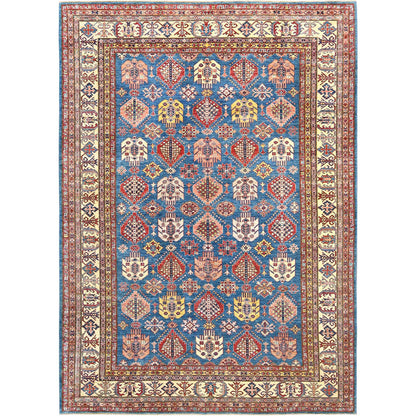 Kazak Wool Hand Knotted Rug Blue Ivory 9.0X12.7 -O082447