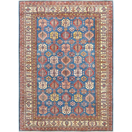 Kazak Wool Hand Knotted Rug Blue Ivory 9.0X12.7 -O082447