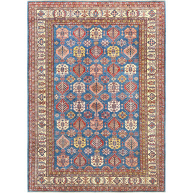 Kazak Wool Hand Knotted Rug Blue Ivory 9.0X12.7 -O082447