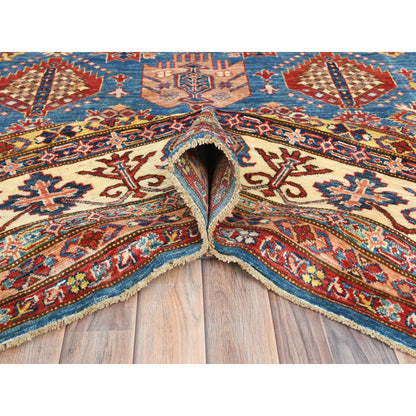 Kazak Wool Hand Knotted Rug Blue Ivory 9.0X12.7 -O082447