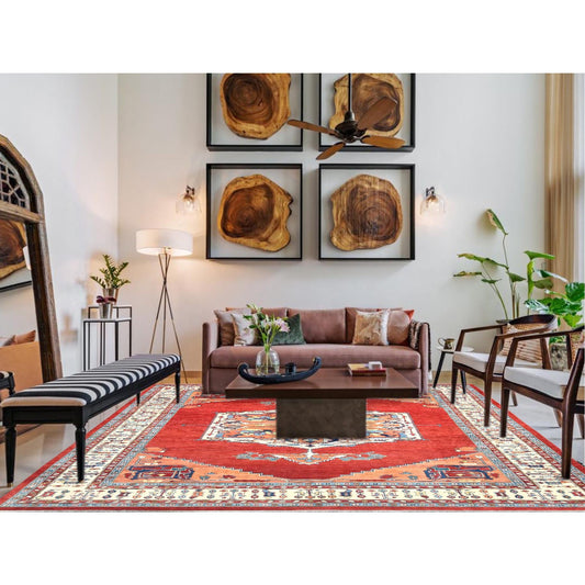 Heriz Wool Hand Knotted Rug Red Ivory 9.0X11.10 -O082462