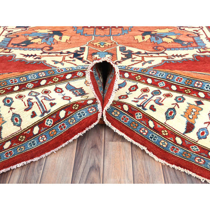 Heriz Wool Hand Knotted Rug Red Ivory 9.0X11.10 -O082462