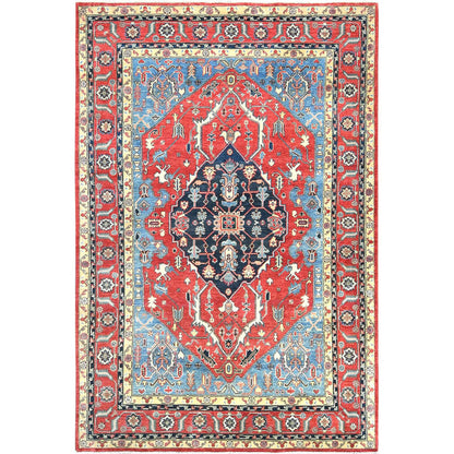 Heriz Wool Hand Knotted Rug Red Red 6.0X9.1 -O082466
