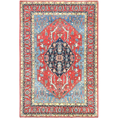 Heriz Wool Hand Knotted Rug Red Red 6.0X9.1 -O082466