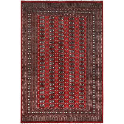 Tribal & Geometric Wool Hand Knotted Rug Red Rich Red 6.0X9.1 -O082493