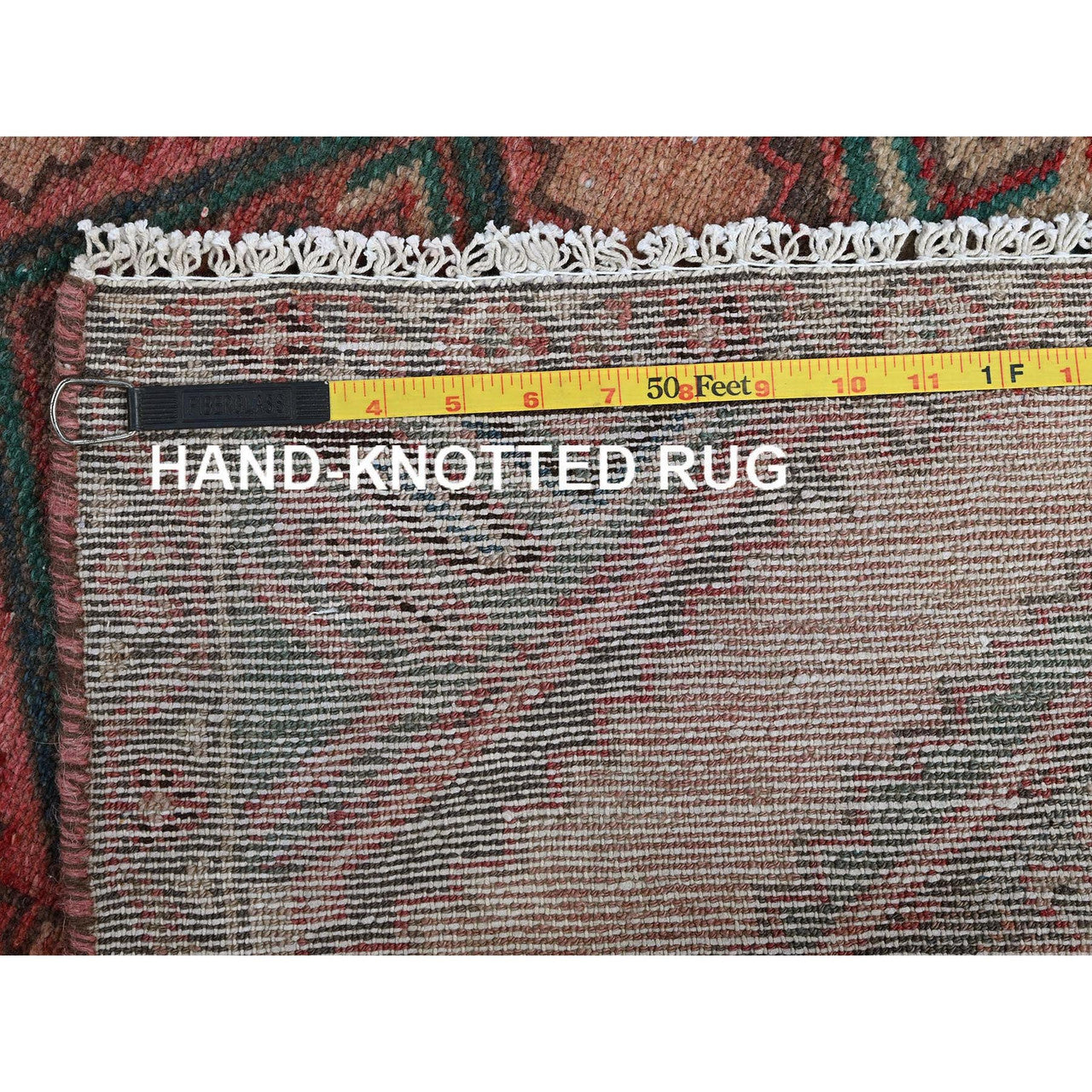 Overdyed & Vintage Wool Hand Knotted Rug Red 2.5x9.1 -O0824