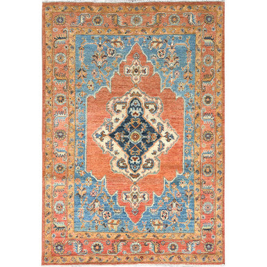 Heriz Wool Hand Knotted Rug Red Red 4.1X5.9 -O082502