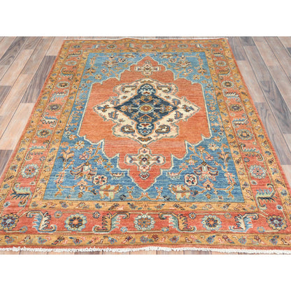 Heriz Wool Hand Knotted Rug Red Red 4.1X5.9 -O082502