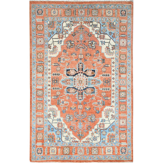 Heriz Wool Hand Knotted Rug Red Red 4.0X5.7 -O082505