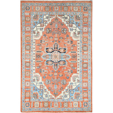 Heriz Wool Hand Knotted Rug Red Red 4.0X5.7 -O082505