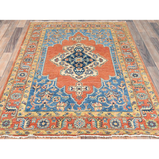 Heriz Wool Hand Knotted Rug Red Red 4.1X5.9 -O082506