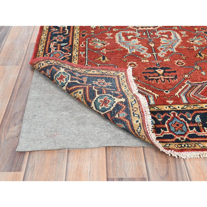 Heriz Wool Hand Knotted Rug Red Navy Blue 3.0X4.9 -O082509